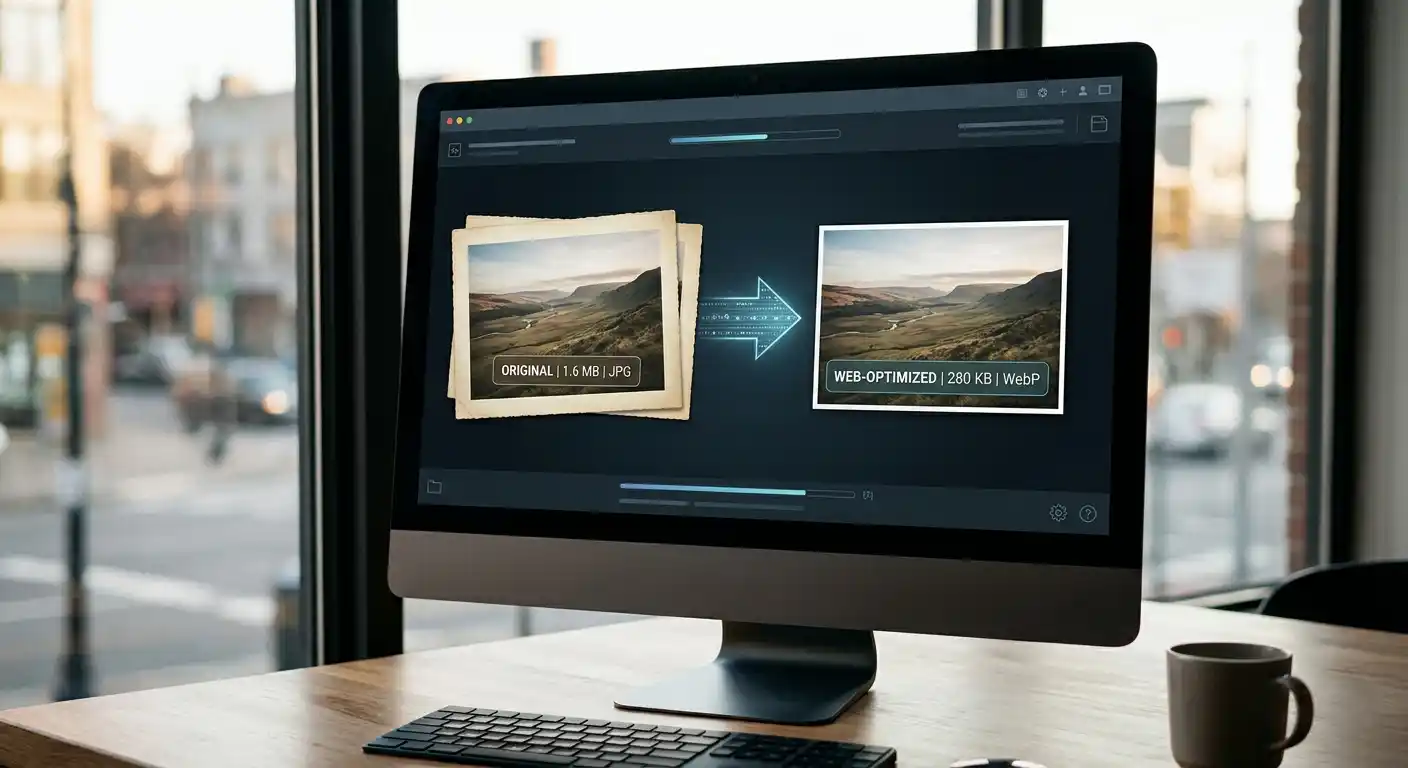 Selecting WebP as the output format in the image converter