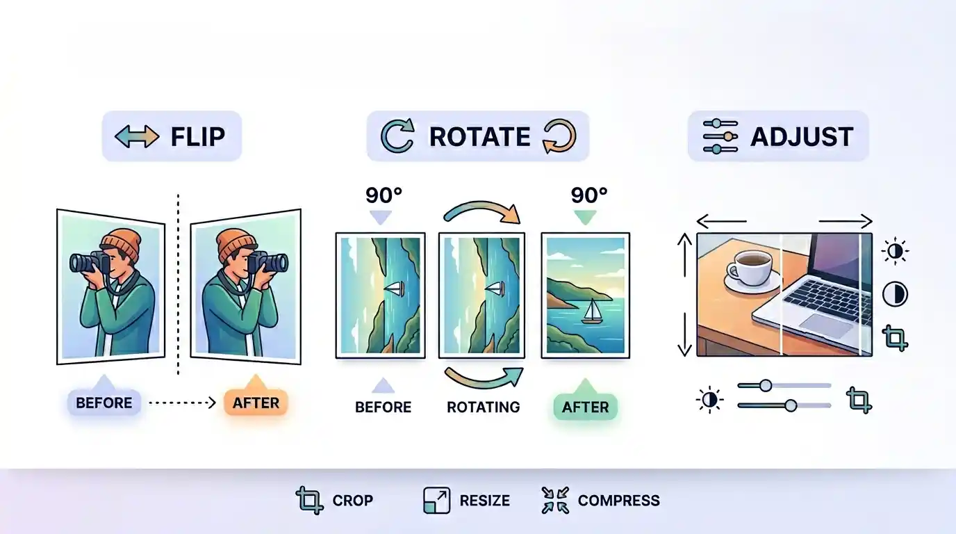 Guide showing image rotate flip and mirror adjustments online