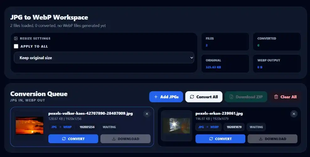 Converted WebP image showing smaller file size than the original JPG