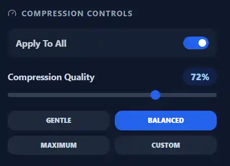 Selecting a compression preset for a JPG image