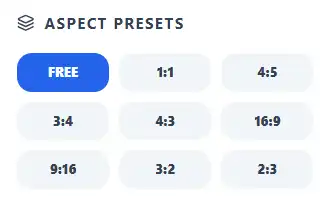 Aspect ratio presets for cropping including 1:1 4:5 and 16:9